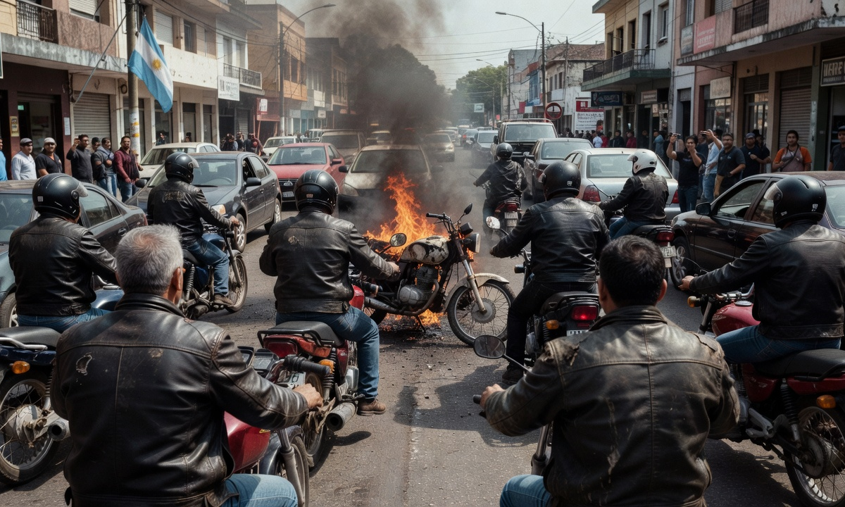 Motociclistas incendian una moto en plena vía pública durante celebraciones en La Plata