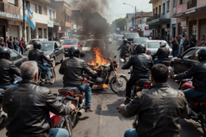 Motociclistas incendian una moto en plena vía pública durante celebraciones en La Plata