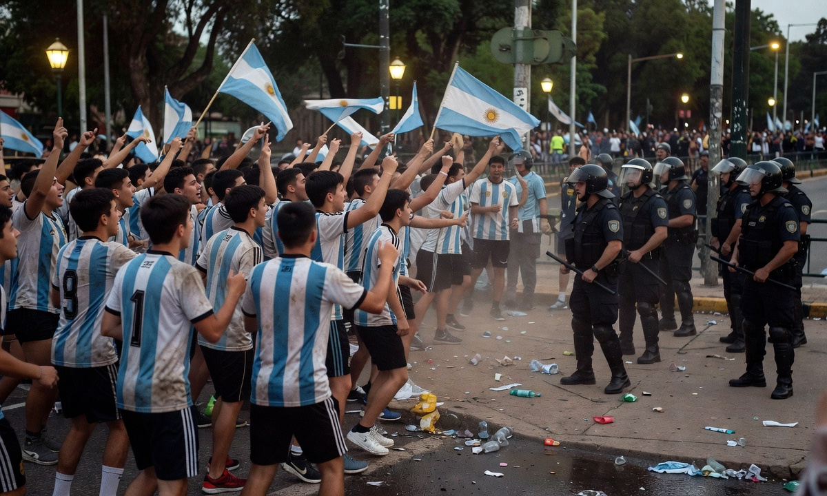 Policía de La Plata detiene a varios jóvenes por disturbios durante festejos mundialistas